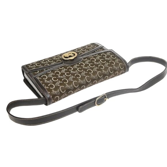 CELINE C Macadam Horse Carriage 2Way Shoulder Clutch Bag Canvas Leather 67FB853 - Picture 5 of 16